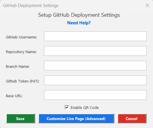 GitHub Deployment Settings in Certificate Maker