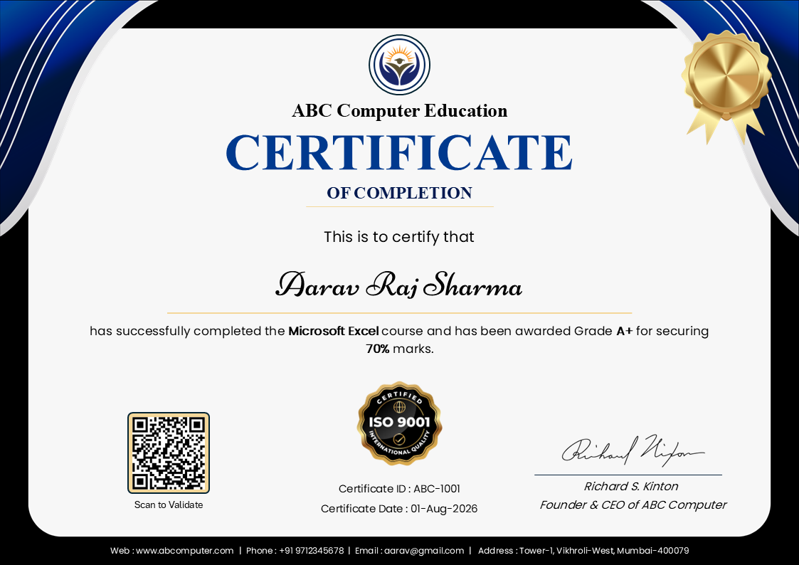 Certificate Maker sample certificate